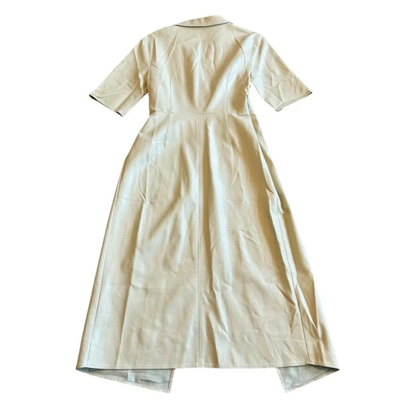 Oak + Fort Cream Vegan Faux Leather Wrap Dress Midi Length Size Small Women's - Picture 7 of 13
